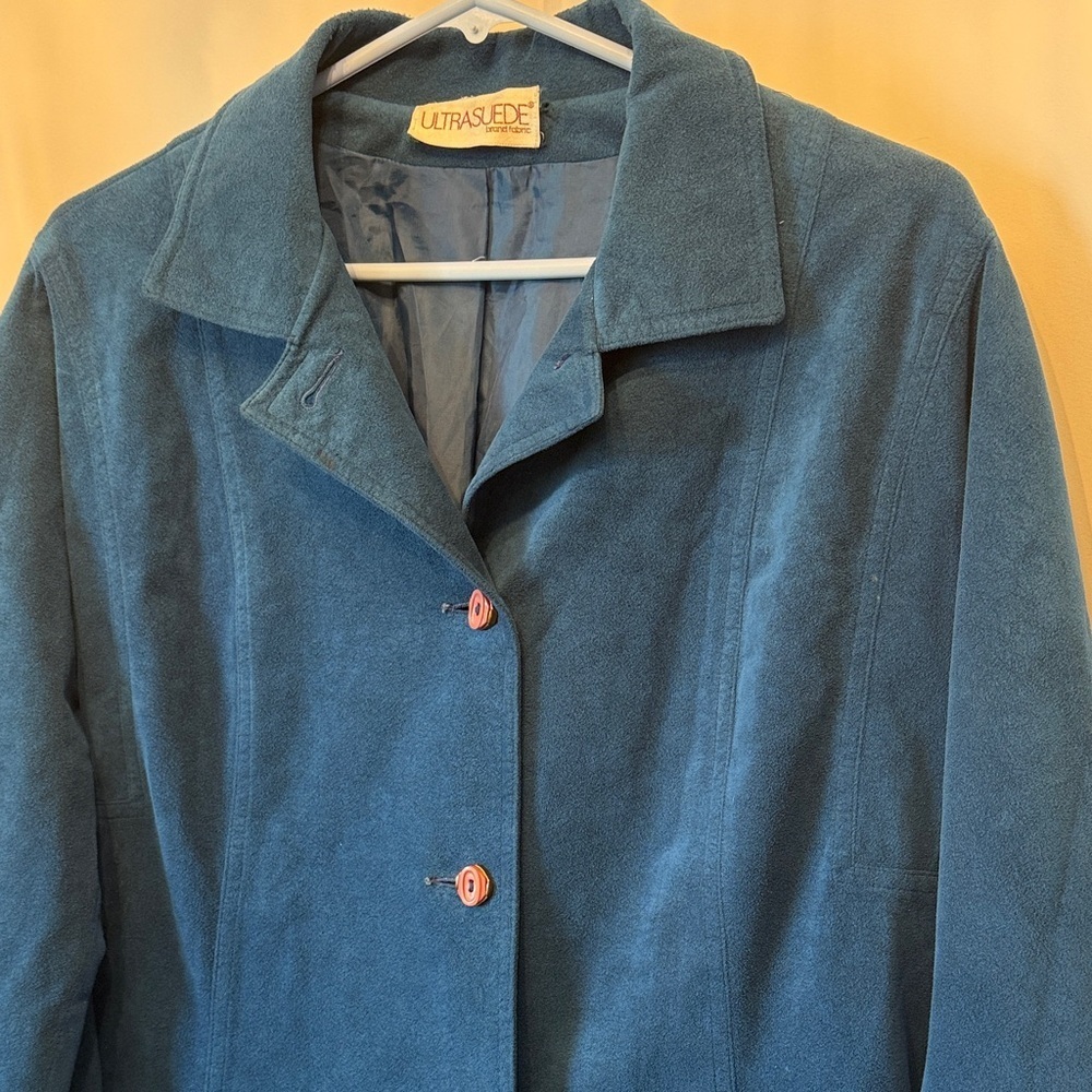 Ultrasuede vintage 70s Women's Blue Trench Coat